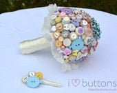 Pastel Wedding Button Bouquet with Lace - Alternative to Flowers