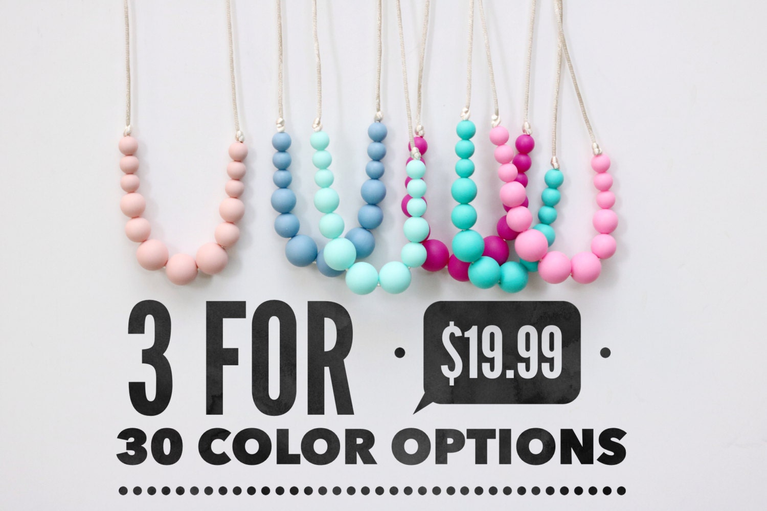 3 Silicone Teething Necklaces Teething Necklace