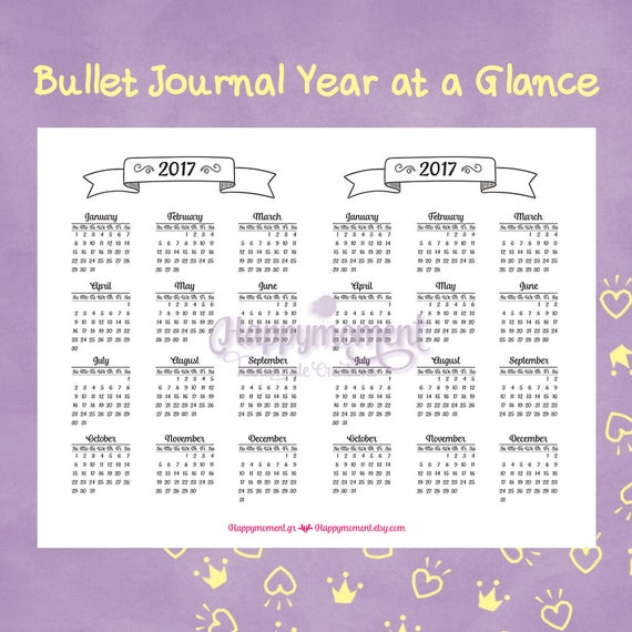 Free Printable Bullet Journal Year At A Glance Calendar Vrogue