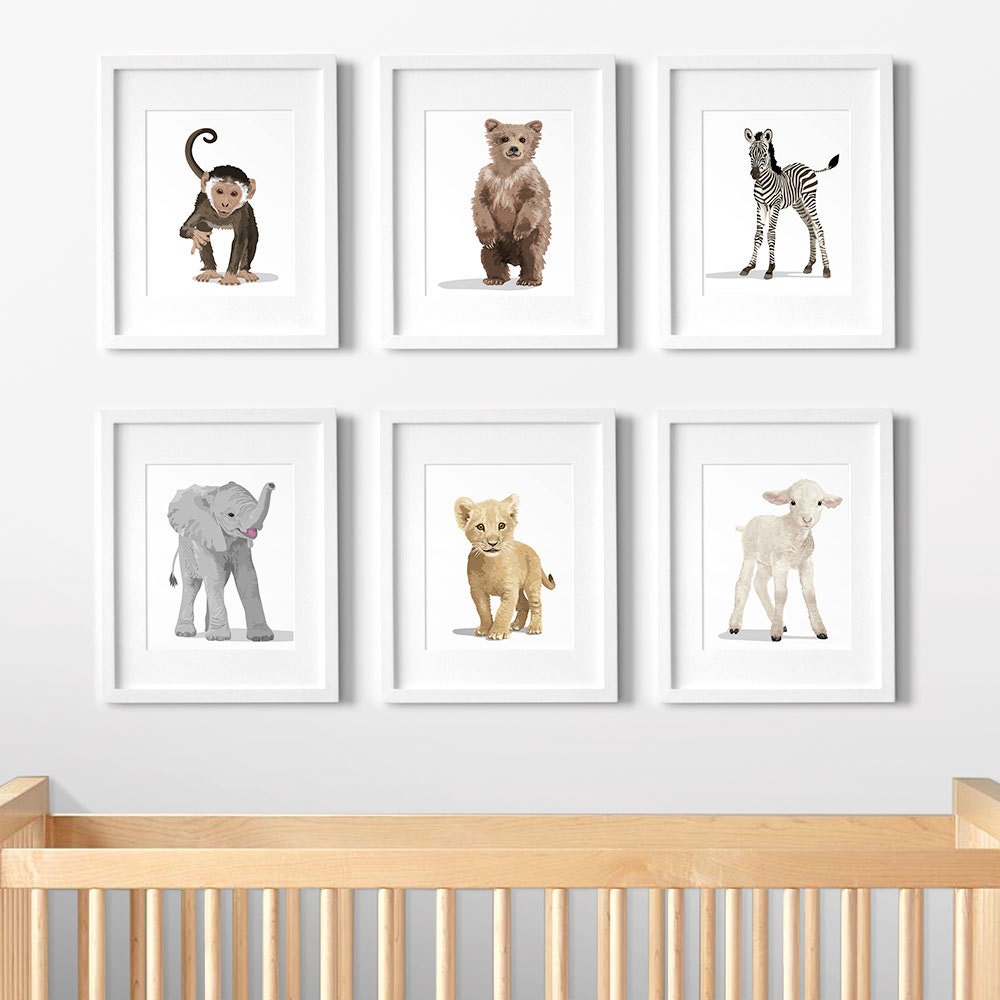 Animal Nursery Art Gender Neutral Nursery Decor Childrens