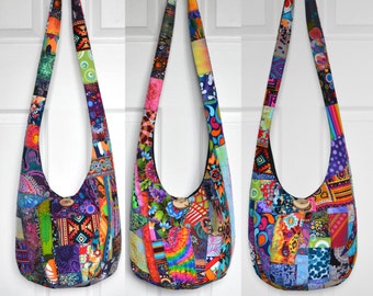 MADE TO ORDER Hobo Bag Crossbody Bag Sling Bag Hippie Purse Hobo Purse Boho Bag Bohemian Purse Patchwork Crazy Quilt Handmade Bag Slouch Bag