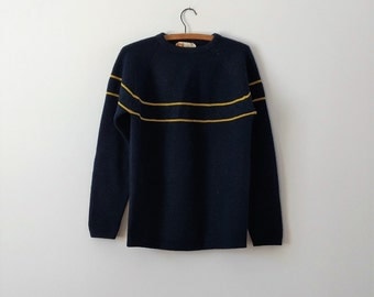 1970s blue ski sweater, vintage wool sweater, small medium