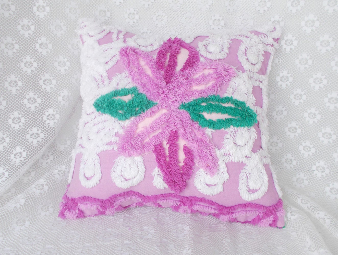 Chenille Pillow Vintage Chenille Pillow Cotton Pillow