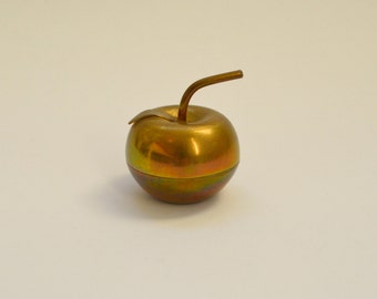 Vintage Mid-Century Brass Apple Trinket Dish