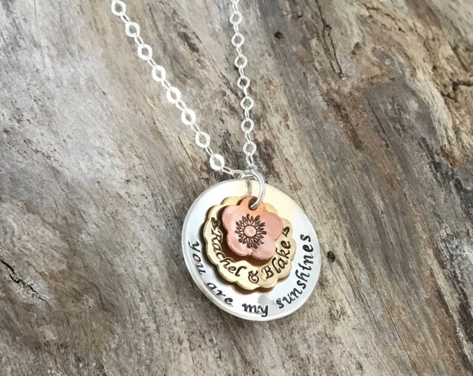 You Are My Sunshine Necklace/Sterling Silver/You Are My Sunshine Charm Necklace/You Are My Sunshine Pendant/Sun Charm/Sunshine Jewelry