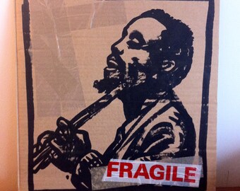 Dessin original, original artwork, illustration of jazz genius Eric Dolphy sur carton/cardboard