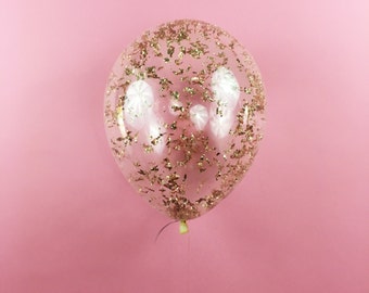 Metallic Rose Gold Confetti Balloons - Set of 3 - Christmas New Years Eve party bachelorette wedding bridal shower birthday | Free Shipping