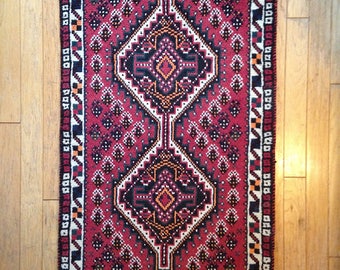 Vintage Persian Shiraz Wool Oriental Rug