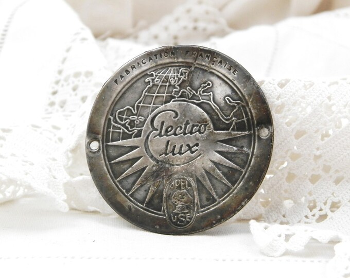 Antique French Electrolux Small Silver Plated Metal Plaque, Collectible, Advertising, French Signs, Brocante, Decor, Retro Interior,