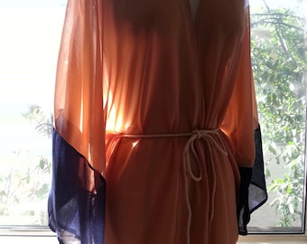 Women's Modest Swim Cover Kaftan Kimono - P2347 Retro Blue