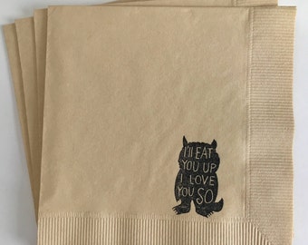 I'll Eat You Up I Love You So~ Where The Wild Things Are Wild One Birthday Cocktail Napkins, Set of 50