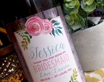 Will you be my Bridesmaid Wine Label, Wedding Wine Label - Custom Wine Label - Rustic Wedding Wine Bottle Label