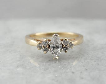Vintage Marquise Diamond Engagement Ring in Yellow Gold P68AZY-P