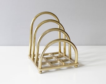 Vintage Brass Arched Letter Holder Desk Organizer Mid Century