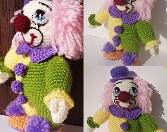 SPEDIZIONE GRATUITA ,Pagliaccio-giocattolo morbido,amigurumi,uncinetto,giocattolo,regalo per Natale