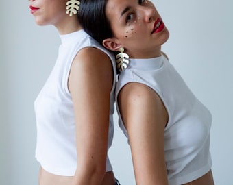 Gold leather Matisse inspired earrings