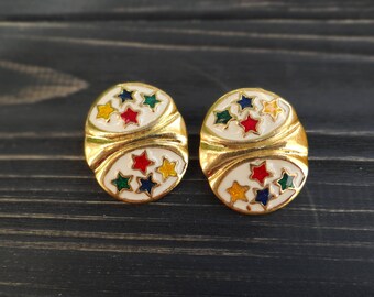No pierce earrings vintage fashion clip on earrings 4th of july USA flag star earrings hipster clip earrings punk rock 90s grunge steampunk