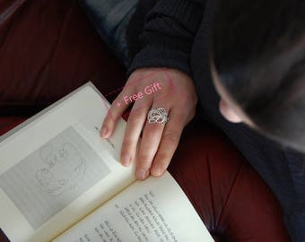 Unique Silver Ring, Wide Silver ring, Hammered Silver ring, Textured Silver ring, Unusual Silver ring, Statement Silver ring,