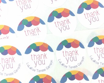 Thank You Labels / Round Thank You Packaging Stickers / Fun Happy Mail Labels / Colorful Thank You Stickers / Labels
