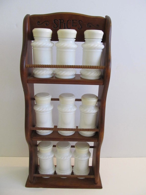 Vintage Spice Rack with Jars Apothecary Jars Spice Jars