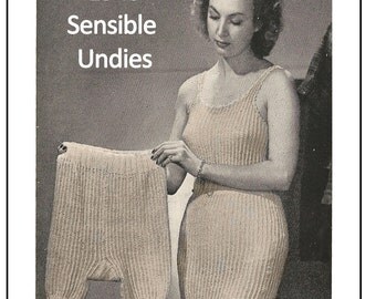 1940s Wartime Sensible Undies Knitting Pattern - PDF Knitting Pattern - Lingerie Knitting Pattern - Instant Download