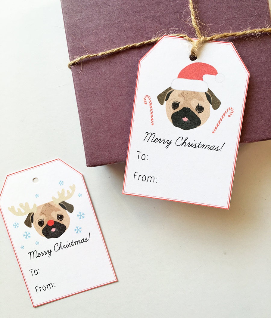 10 Pug Christmas Tags Pug Gift Tags Dog Christmas Gift Tags