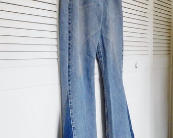 Umgee Peace Sign Patch Striped Wide Leg Pants