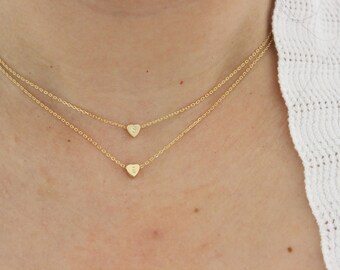 Tiny heart necklace, initial necklace, dainty necklace, delicate necklace, bridesmaid gift, thin gold necklace, child necklace, minimalist