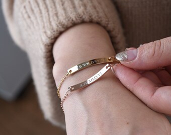 Personalized bracelet,Custom bar bracelet,Gold bar bracelet,Rose Gold Bar Bracelet,Christmas gifts jewelry,Bridesmaid Gifts,ID bracelet