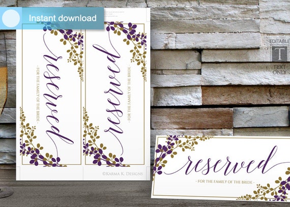 Reserved Sign Template Download Instantly By KarmaKWeddings