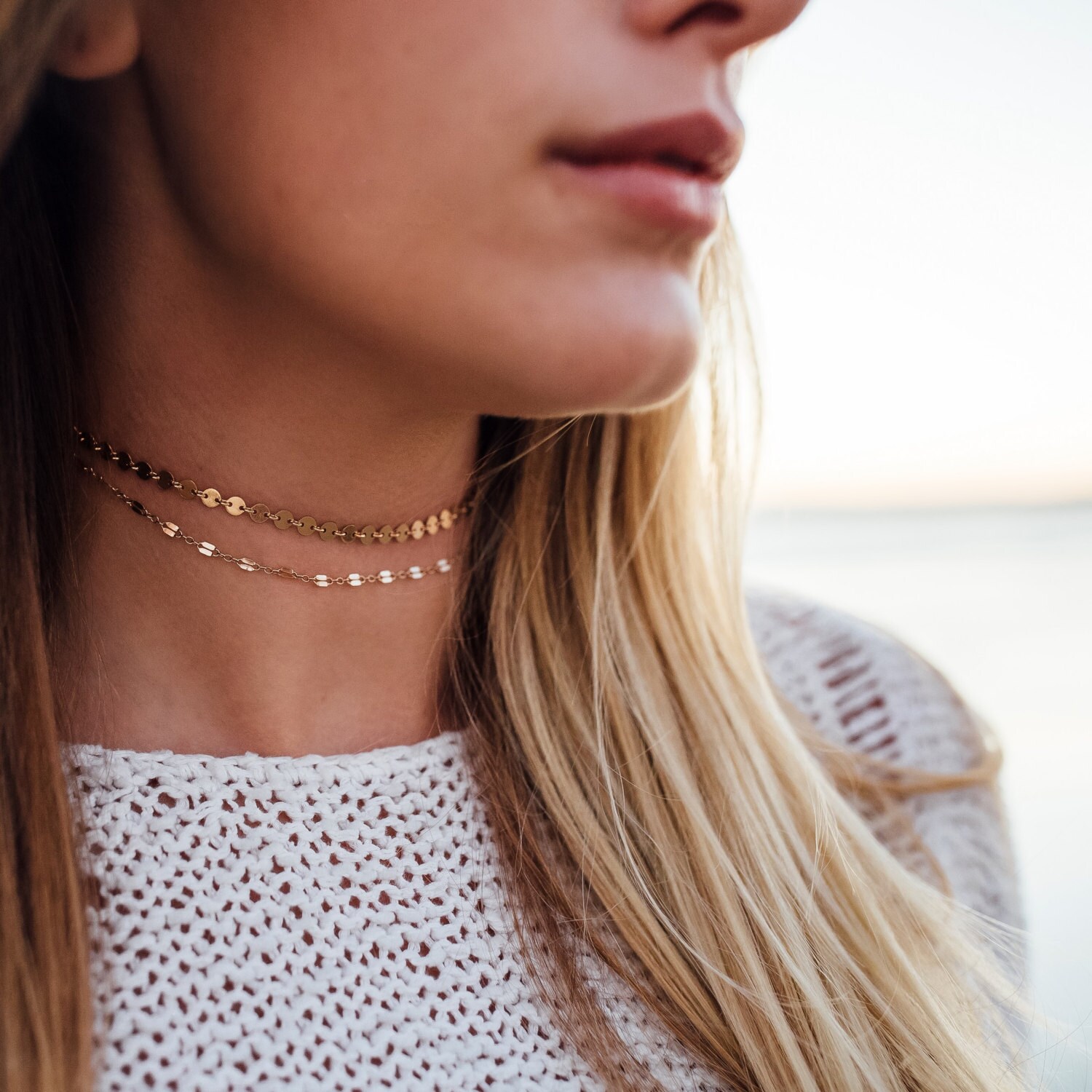 Lace Choker Necklace in Gold