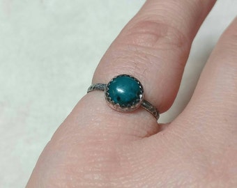 Rustic Blue Stone Ring | Sterling Silver Ring Sz 6 | Simple Blue Stone Ring | Chrysocolla Ring | Green Stone Ring | Rustic Stone Ring