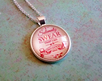Harry Potter Necklace, I solemnly swear I am up to no good necklace, Marauders map Necklace, Harry Potter Jewelry, Mischief Managed Necklace