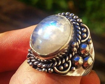 Moonstone Sterling Silver Ring Size 9