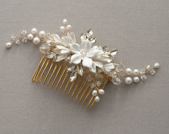 Harper | Bridal Comb Gold, Wedding headpiece, Bridal Headpiece, Wedding Comb,
