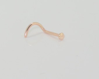 18ct Rose Gold Flat top Nose stud pin ring bone