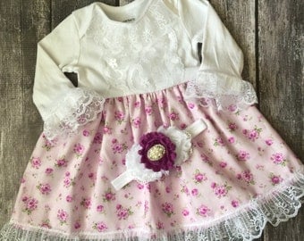 Tea Party Dress, Baby Girl Dresses, Floral Dress, Boutique Gown, Vintage Style Baby Dress, Special Occassion Baby Girl Outfit, Church Gown