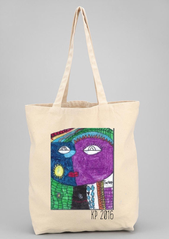 Kids Art Tote Bag Cotton Canvas Tote Bag Kids Artwork Hands