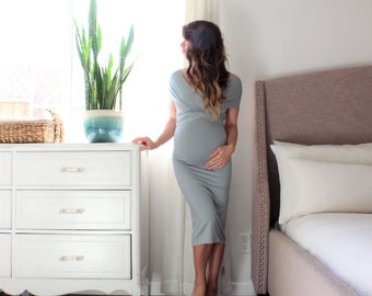 Maternity gown fitted short infinity maternity dress- The Bodycon Wrap