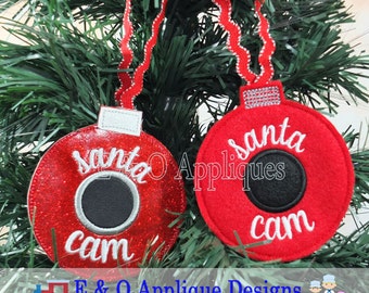 Santa Cam Ornament Embroidery Design, In The Hoop Embroidery, Christmas Ornament Embroidery, ITH Santa Cam Ornament, Christmas Embroidery
