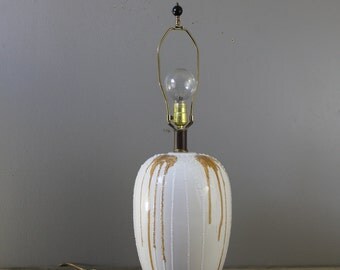 Mid century white ceramic drip glaze lamp