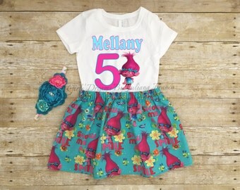 Trolls Birthday Outfit, Trolls Tutu, Personalized Trolls Outfit, Trolls Dress, Trolls Shirt, Poppy Birthday Shirt, Trolls Movie Shirt, Poppy