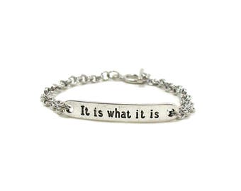 It Is What It Is Charm Bracelet, It Is What It Is Bracelet, Silver Charm Bracelet, Silver It Is What It Is Charm, Silver Chain Bracelet