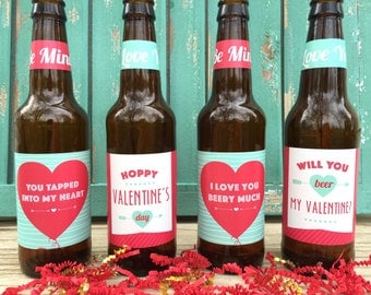 Valentines Beer Labels Valentines Gift for Him Gift for Husband Beer Lover Gift Valentines Day All You Need is Love and Beer