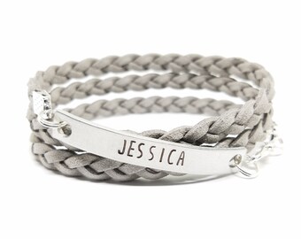 Personalized Name Bracelet | Wrap Bracelet | Custom Braided Bracelet | Hand Stamped ID Bracelet | Wrap Around Bracelet for Women & Girls