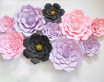 10 Large Pink Paper Flowers, Ceremony Decor, Wedding Backdrop, Giant Lilac Flowers, Arch Flowers, Christening, Bridal Shower, Baby Shower