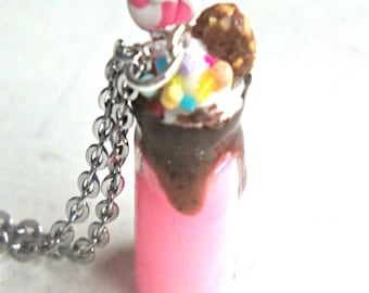 Candy Milkshake Necklace-unicorn milkshake necklace. food jewelry