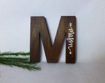 Wood Initial Sign - Hand Painted Name - Wooden Letter - Nursery Wall Art -