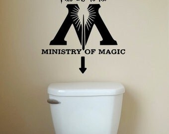 Harry Potter Wall Decal, Ministry of Magic, Harry Potter Bathroom Decor, Removable Wall Decal, This Way to the Ministry of Magic, Rent Decor