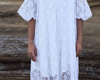 Vintage Sylphide White Lace Cover-Up/Nightgown